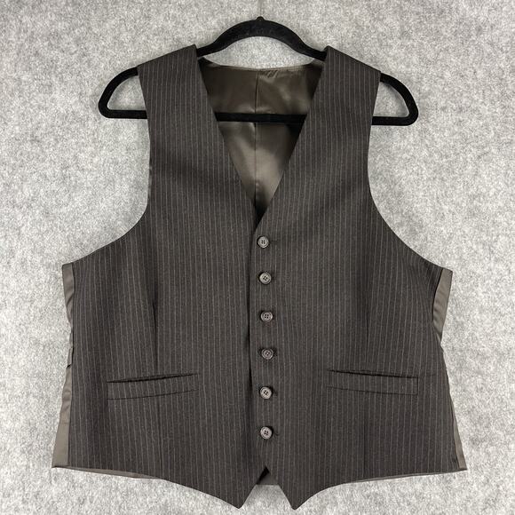 Stafford 3 Piece Suit Brown Striped Blazer 44R Pant 35x29 Vest Classic Career - Picture 9 of 16